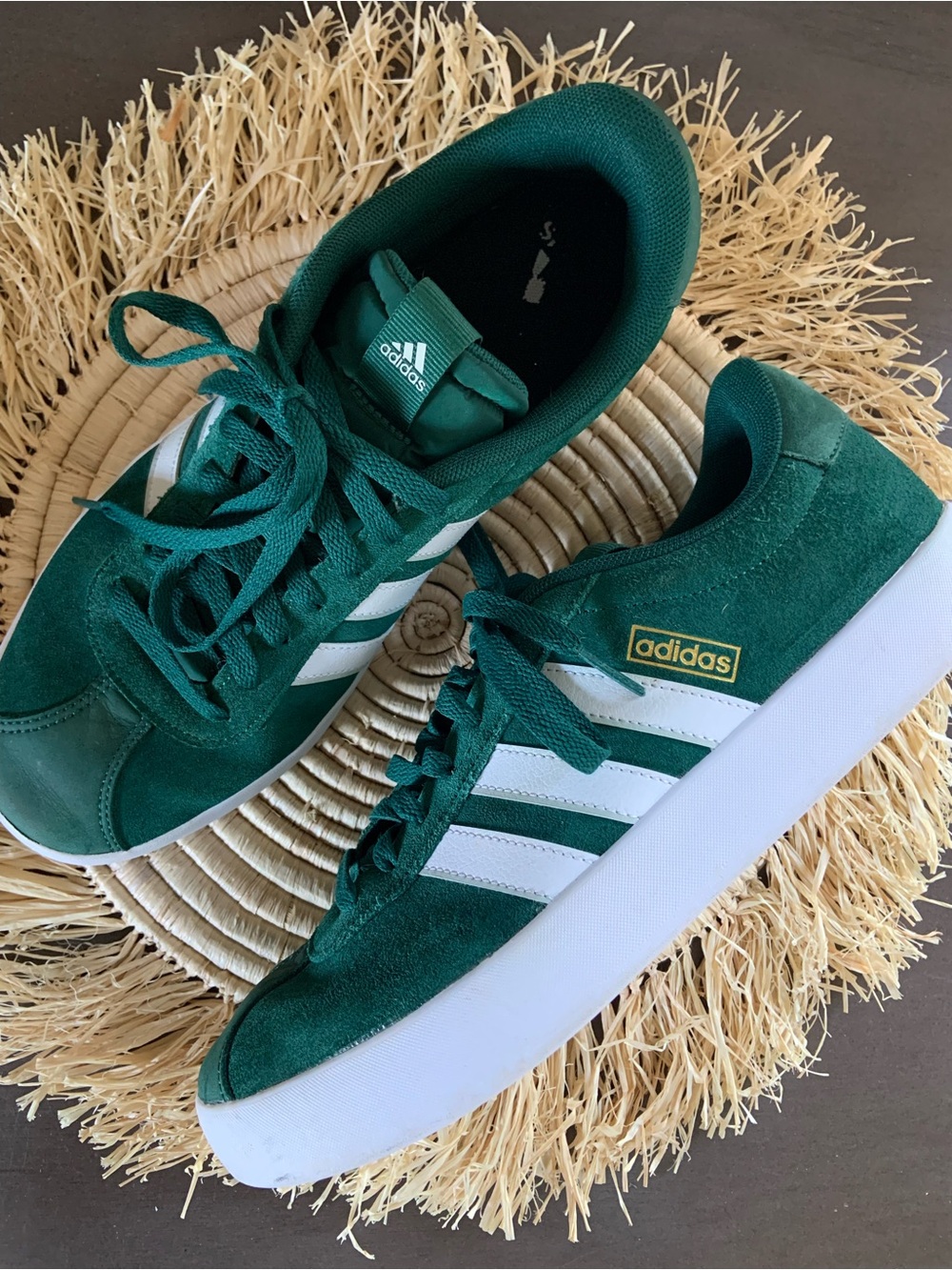 ADIDAS Men’s VL Court 3.0 Green White Stripe Sneakers Size 10